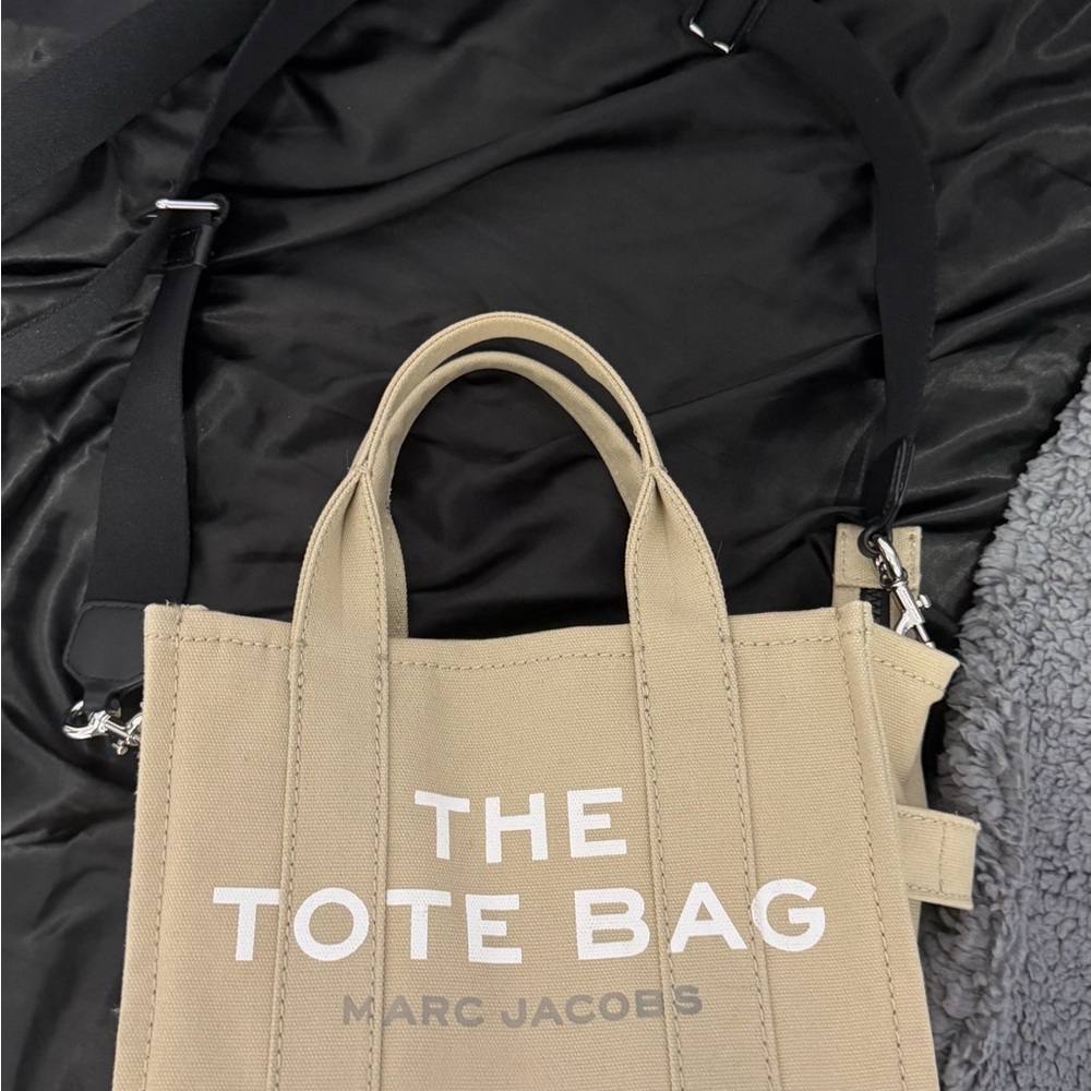 Marc Jacobs Tan Tote with White and Gray Lettering